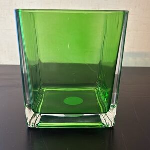 Green, Teleflora, square vase. 4”